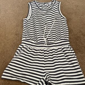 Evereve Navy & White Striped Sleeveless Romper
